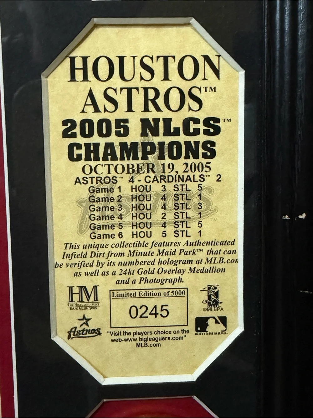Houston Astros official framed